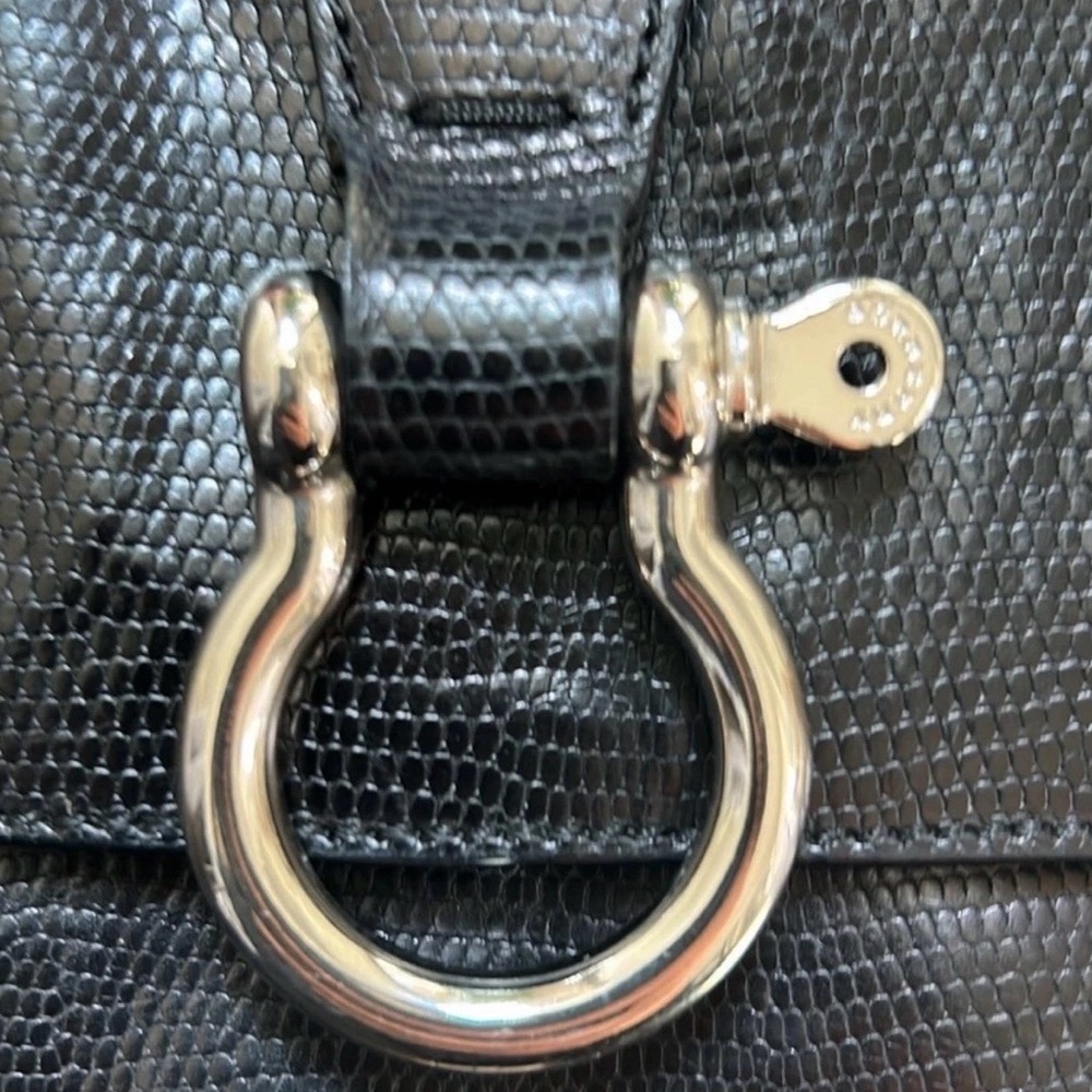 BURBERRY Black Reptile Leather Horse Bit Purse - Vintage Rare Unique - Picture 6 of 9
